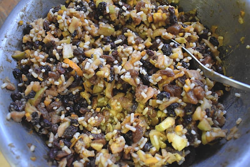 Slow Cooker Orange Mincemeat ingredients mixed in a bowl